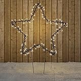 XXL LED Weihnachtsstern | zum stecken | Weihnachtsbeleuchtung | Gartenstecker | warmweiß | 140 LED's mit 6/18Std Timer, zu- oder abschaltbar | inkl. Netzteil