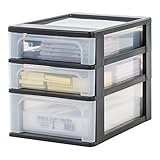 Iris Ohyama, Schreibtisch-Organizer mit 2 flache und 1 tiefe Schublade, Schwarz, Easy-Pull-System, A4, A5 & A6 Format, Schreibtisch Organizer für Büro, Schule, Schreibwaren, BPA-frei, Drawer, OCH-2021