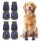 Oiyeefo Anti-Rutsch Hundesocken, 2 Paar Verletzungen Pfotenschutz Innenräume Hundeschuhe mit Verstellbarem Klettverschluss und Doppelseitige Silikongel für Kleine Mittlere und Große Hunde (Größe L)