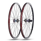 QUYCOIU 24/26/27,5/29 Mountainbike-Laufradsatz Doppellagige Felge Aus Aluminiumlegierung Steckachse 32H 100×15Mm/142×12Mm Scheibenbremsnaben Für 7-11-Gang-Kassetten(Dazzling Color,26in)