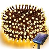 btfarm 6M 60 LED Solar Lichterkette Aussen, IP65 Wasserdicht Lichterkette Außen Solar, 8 Modi Solarlichterkette Außen Wetterfest Draht für Outdoor Garten Balkon Terrasse Weihnachten Deko, Warmweiß