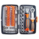 Choonjin 38 in 1 Ratschenkasten, Ratschen Set für Steckschlüssel, Ratschekasten für Die Reparatur von Möbel, Auto, Computer, Elektronik (38)