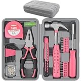 Hi-Spec Werkzeugset in Pink für Frauen - Komplettset für Heimwerkerinnen mit Hammer, Zange, Schraubendreher, Bits, Maßband und Wasserwaage - Ideal für Haushalt und Geschenk