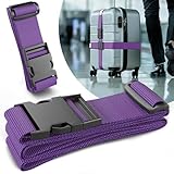 Koffergurt 2er Set - Kofferbänder sicher & auffällig - Gepäckband inkl. Namensschilder - Kofferband Gurt - Lila