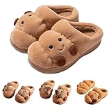 Kuschelige Hausschuhe Damen Plüsch, Croissant Lustige Hausschuhe Kuschelig, Winter Pantoffeln, Flauschige Cartoon Plüschhausschuhe, Rutschfeste Fluffy Slippers Süß für Frauen Erwachsene