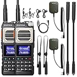 BAOFENG UV-25 Tri-Power Handgerät Funkgerät, 11W Langstrecken, UHF VHF FM Air Empfänger, 5200mAh Batterie, Taktische Schwanenhals & Peitschen-Antenne, Lautsprecher Mikrofon, Programmierkabel, 2pack