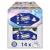 Tempo Light Box Taschentücher - Megapack - 14 Boxen, 70 Tücher pro Box - weiche Papiertaschentücher, waschmaschinenfest