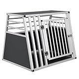 EUGAD Hundetransportbox Alu Hundebox Reisebox Autobox für große Hunde Husky Samojede Weimaraner Border Collie Chow-Chow Shetland Sheepdog B80 x H65 x T65 cm 0007LL