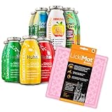 SmoothieDog Hundesmoothie, 12er Probierset + Lickimat Leckmatte, 20x20cm pastellrosa - für alle Hunde, 6 Sorten - 2xLamm, 2xRind, 2xHuhn, 2xTrinkpause, 2xImmunio 2xGemüsebeet, je 1x 250 ml