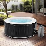 pro.tec Whirlpool aufblasbar Carbone für 3 Personen Outdoor Spa Massagebad mit 105 Massagedüsen Pool mit Pumpe und Filter 165 x 70 cm beheizt Gartenpool rund Schwarz