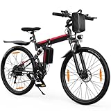 AOIHO E Bike, EBike Herren Damen, E Mountainbike 26 Zoll E-Bike Klapprad mit 48V 374.4 Wh Abnehmbarer Akku, Elektrofahrrad EU-Konformes E Fahrrad 21 Gänge 250W Motor, 5 Fahrmodi, MTB EBike Herren