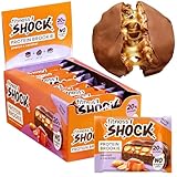 FitnesSHOCK Protein Cookie 10g Eiweiß | Low Carb 6g und Kalorienarm 170Kcal | ohne Zuckerzusatz | Ballaststoffreich | Erdnuss-Gesalzenes Karamel - 8stk. 50g