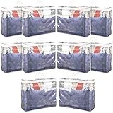 Transparente Aufbewahrungsbeutel mit Reißverschluss für Kleidung, Decken, Bettwäsche, 22 l, Schrank-Organizer mit Griffen, robuste PVC-Unterbett-Aufbewahrungsbehälter, 10 Stück