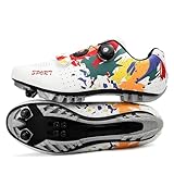 Hixingo Fahrradschuhe Herren Damen, Bunte Graffiti Drucken MTB Radsportschuhe Mountainbike Schuhe Sneaker Atmungsaktive Outdoor-Radschuhe Fahrrad Spin MTB Schuhe