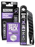 PROCREA® -NEU- 50x Premium Cuttermesser Klingen 'Black ProBlades+' [Extreme Standzeit & Ultrascharf] 18mm Abbrechklingen (schwarz) aus SK2 Max+ Stahl - Ersatzklingen für Cutter- & Teppichmesser