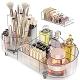 Cibert 360° Drehbarer Make Up Organizer Set mit Kosmetik Organizer Lidschatten und Lippenstift Organizer, Kosmetik Aufbewahrung, Kosmetikorganiser für Schminktisch, Schlafzimmer, Badezimmer