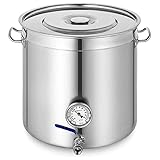 Home Brewing Kit – Robuster Suppentopf aus Edelstahl mit Deckel, Ventil und Thermometer – ideal zum Brauen, Kochen und Fermentieren von Bier