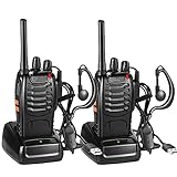 Walkie Talkies PMR446 Professionelle Funkgerät Set, 16 Kanäle Wiederaufladbares Walky Talky Set Tragbares mit Headset und USB-Ladestation für Outdoor-Sport, Baustelle(1 Paar, Schwarz)