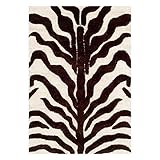 SAFAVIEH Zebra Teppich für Wohnzimmer, Esszimmer, Schlafzimmer - Cambridge Collection, Kurzer Flor, Elfenbein und Braun, 122 X 183 cm