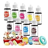 ROUCLO Lebensmittelfarbe 9x10ml Flüssige lebensmittelfarben Farben-Food Coloring für Set für Kuchendekoration,Macarons,Donuts,Fudge,Zuckerguss, DIY Seifen,Eis, Seifenfarbe, Spritzpistolenfarbe