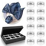 Serviettenringe Silber 12 Stück Serviettenringe Vintage Elegante Servietten Schnallen für Anlässe wie Thanksgiving, Hochzeit, Weihnachten, Familie Sammeln, Esstischdekoration