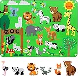 Zoo Tiere in Filzspielzeug. Filztafel oder Filzteppich für Kinder. Montessori Spielzeuge für Kinder von 2 3 4 5 6 Jahren. Geschenke für Jungen und Mädchen zu Geburtstags- und Weihnachtsfeiern.