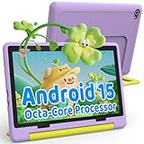 Ainmel Kids Android 15 Tablet für Kinder, Octa-Core-Prozessor, 20 GB + 64 GB, 5000 mAh, Kindersicherung, WiFi 6, Bluetooth 5.3, sicheres Gehäuse für Kinder (Violett)
