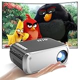 Mini Beamer, Tragbarer Projektor 1080p Unterstützt, Telefonprojektor kompatibel mit iOS/Android Smartphone/Laptop/PS4, Filmprojektor mit HDMI/USB Schnittstellen für Heimkino (Schwarz)