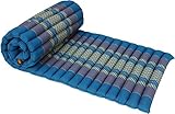 GURU SHOP Rollbare Thaimatte, Bodenmatte mit Kapokfüllung - Blau, 4x55x180 cm, Rollbare Thaimatten & Liegematten