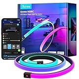 Govee Gaming Neon LED Strip 3M mit 84 LED-Perlen/m, RGBIC Blendfreie Neon LED Streifen mit Alexa arbeiten und APP, 11 Musikmodus und 64+ Szenenmodus für Spielzimmer und Tischplatte, Zuschneidbarer