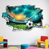 3D Fußball Wandtattoo, Fußball Wandaufkleber Aufkleber, Kinderzimmer Wandsticker Wohnzimmer Küche dekorative Wandaufkleber Cartoon Wandtattoo Kinderzimmer Babyzimmer Hause Wanddekoration