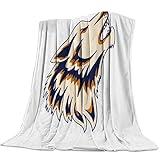 Kuscheldecke 130x150 cm Flanell Flauschig Wohndecke 3D Wikinger Wolf Totem Keltischer Knoten Sofadecke Couchdecke Weiche Warme Flanelldecke Decke gemütliche Plüsch Tagesdecke Reisedecke