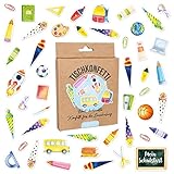 Papierdrachen 200 Bunt bedruckte Konfetti für die Einschulung - Hurra Schulkind! - einzigartige Tischdekoration für die Einschulungsparty - Aquarell - Set 1