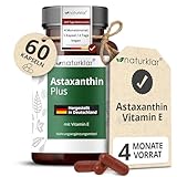 Astaxanthin 12 mg Kapseln - 2 Fach Kombi mit hochdosiertem Astaxanthin & Vitamin E für 4 Monate Reichweite - Vegan - 60 Astaxanthin-Kapseln hochdosiert