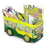 JOLLY Schulbus Schulset, 38-teilig, Buntstifte, Fasermaler, Lineal, Geodreieck, Wasserpinsel, Malbuch, Sticker, Spardose, Schulanfang Geschenk für Kinder, Kreativset