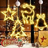 LED Lichtervorhang Weihnachten, 3er Weihnachtsbeleuchtung Innen, LED Sterne Beleuchtung, Fenster Lichterkette 155 LEDs für Party Deko