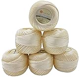 YarnArt Tulip 6 x 50 gr. Paket, Seide Garn Mikrofaser Garn Satin Garn Seide brillante Garn glänzend Garn (Creme 402)