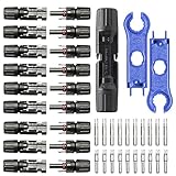 10 paar Solarstecker mit 2 Werkzeug, Männlich/Weiblich Solarpanel Stecker IP67 Wasserdicht, PV Stecker Kompatibel mit 6mm²-4mm² Solarkabel, Stecker Solaranlage Schwarz