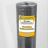 Volierendraht Drahtgitter Maschendraht Hasendraht Schweissgitter Drahtzaun Feuerverzinkt 12mm x 12mm verschiedene Mengen (15m)