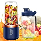 XUNIVERS Tragbarer Mixer, 400ml Tragbarer Mixer Mini Blender mit 6-Klingen Edelstahl Klein Smoothie Maker to Go USB Wiederaufladbar Mini Standmixer für Babynahrung Saft Marmelade Shake Smoothie