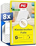 PIC Kleidermottenfalle Mottenschutz für Kleiderschrank, 8 Stück Mottenfalle für Kleidermotten, kleidermotten bekämpfen, geeignet für den Kleiderschrank und sonstige Lagerung von Kleidung gegen Motten
