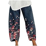 KOG Sale Angebote Hosen Damen Leinenhose Leicht Sommerhose Leinen Freizeit Cargohosen Teenager Mädchen Jogginghosen Vintage Yogahose Weißes Schlaghose Weite Festliche Hosen Prime Dunkelgrau XXL