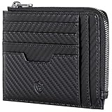 VON HEESEN Leder Kartenetui Geldbörse Herren & Damen Kreditkartenetui (Schwarz Carbon)