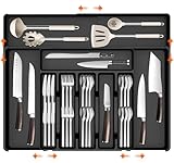 TEBOKHAD Besteckkasten Für Die Küche, Erweiterbarer Großer Besteckkasten Für Schubladen, Verstellbarer Besteckeinsatz Für Schubladen, 6-10 Fächern, Kunststoff Küchenzubehör, Für Messer Gabel Löffel