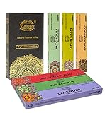 Raajsee 100% Bio-Räucherstäbchen handgerollt 6er-Pack je 15 Gramm-Lavendel, Sandelholz, Patchouli, Drachenblut, Eukalyptus, Zitronengras -Frei von Chemikalien - Perfekt für Kirche, Aromatherapie#pk4