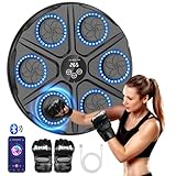 aiyyotto Music Boxing Machine， Smart Music Machine Boxing LED Electronic Bluetooth 12 Modes & 12 Speeds，Real Boxing Experience Includes Boxing Gloves Gift for Adults and Kids