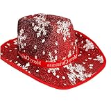 X-Institute Schneeflocken Druck Weihnachts Cowboy Hut Bühnenaufführungen Requisiten Hut Zauberer Hut Festival Party Hut Feiertags Kopf Accessoire Festliche Kopfbedeckung