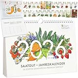 OwnGrown Saatgut Kalender 2026 Wandkalender A4 - Gartenkalender mit 24 Sorten Samen - Monatskalender für Kräuter, Gemüse, Obst, Blumen - Adventskalender 2026 Frauen und Männer