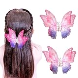 VIKY® Schmetterling Haarschmuck Mädchen,3D Schmetterling Haarspange Beweglich,Glitter Haarschmuck Kinder Mädchen, Schmetterling Haarklammer Deko,Butterfly Clip Set Haarschmuck für Mädchen Damen Kinder