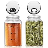 LEEPAT 2 Stück Gewürzgläser mit Drehdeckel, Borosilikatglas Gewürzstreuer, 150ml Gewürzdosen mit 4 Arten von Gewürzlöchern für Gewürze oder Kräuter in der Küche oder Grillen im Freien